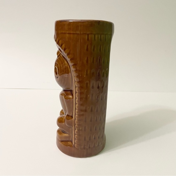 Tiki Brown Glaze Ceramic Barware Tall Mug Cup Vase Kahuna God DW114 - Picture 4 of 16